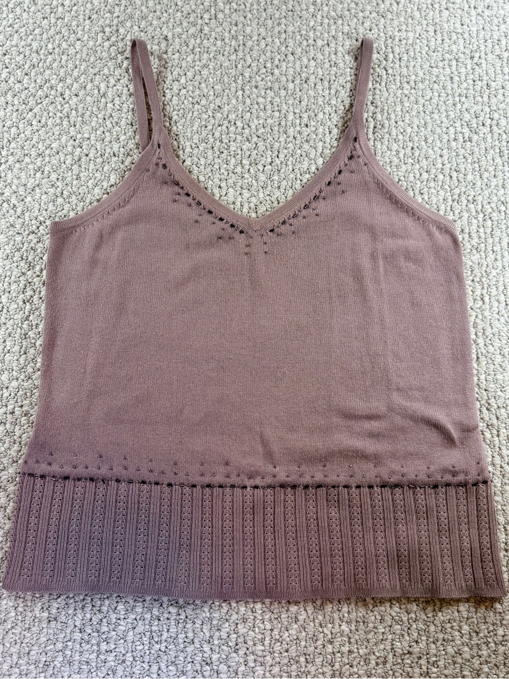 Vintage 90’s Silk & Cashmere Thin Strap Cami Beading Details Luxury Women Size L